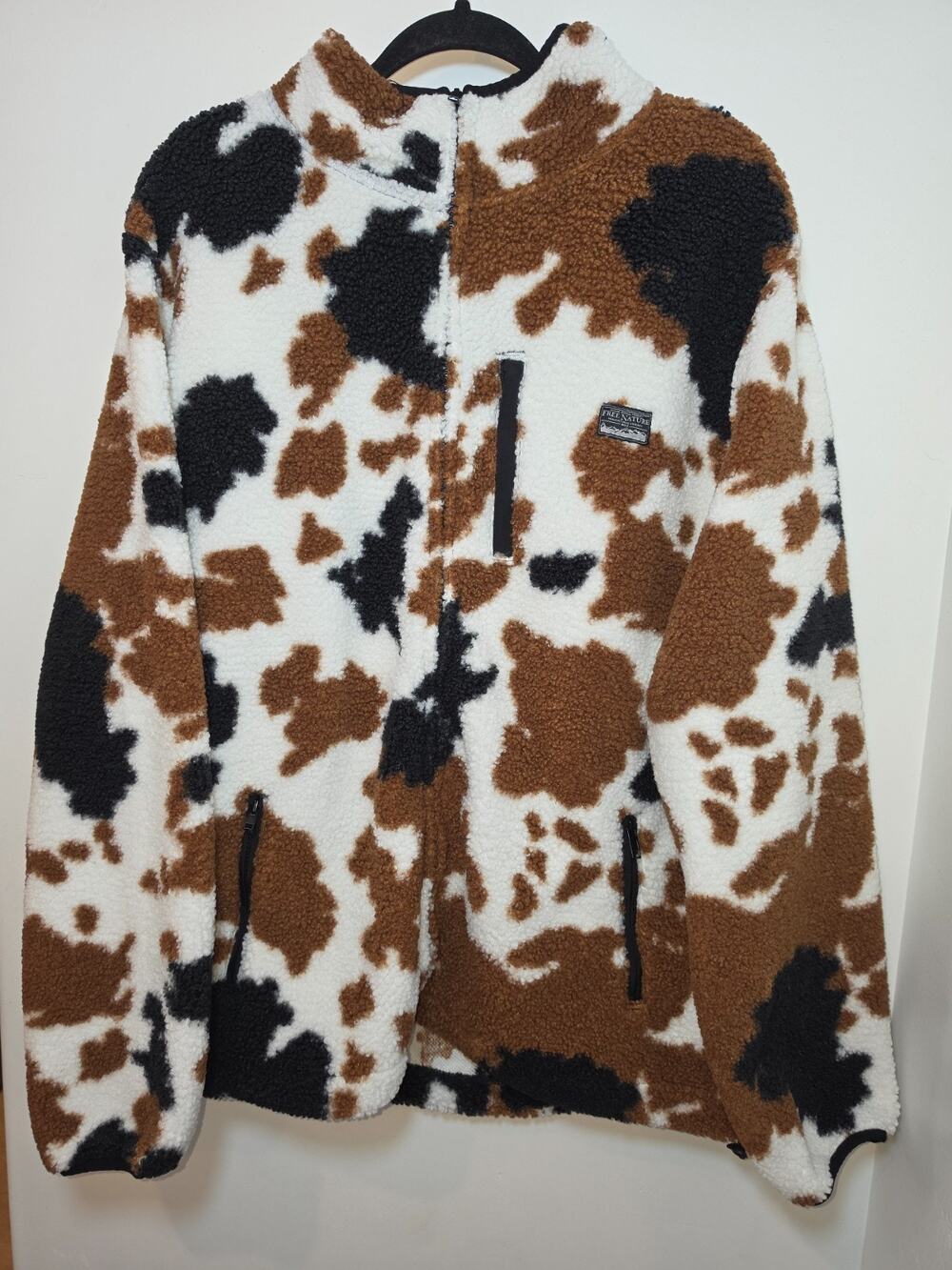 Free Nature AOP Mountain Cow Print Fleece Jacket Size XL